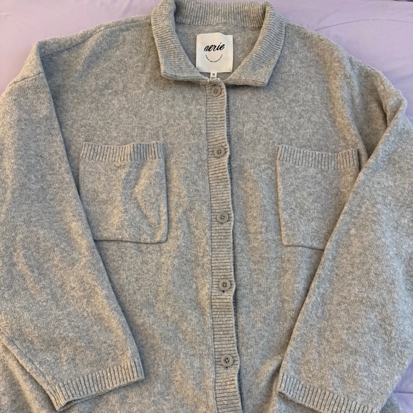 Aerie Button Up Cardigan Grey - Picture 1 of 3